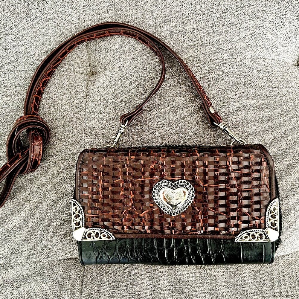 Brighton Wallet Crossbody Purse, Genuine Leather, Iconic Heart